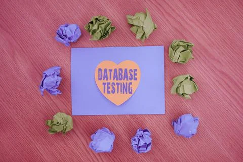 Conceptual display Database Testing. Business idea involves the retrieved values Foto stock