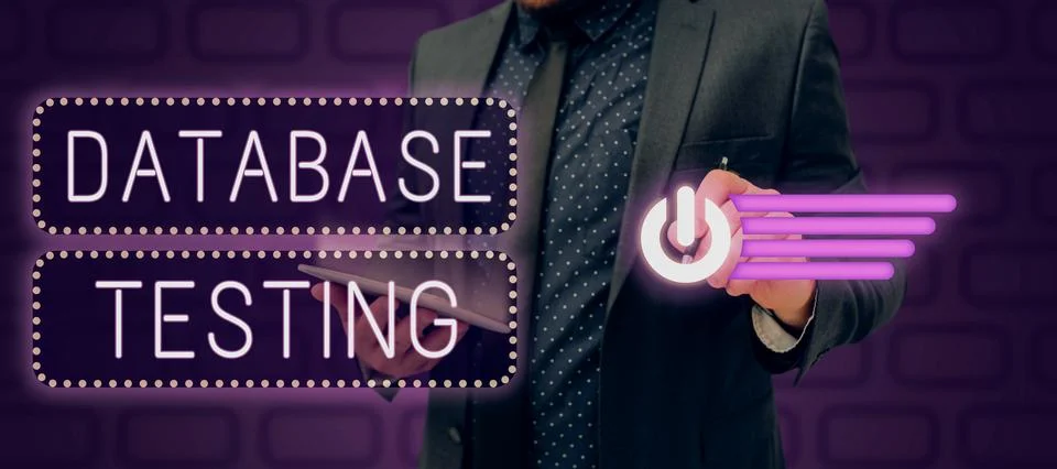 Conceptual display Database Testing. Business concept involves the retrieved Stockfoto's