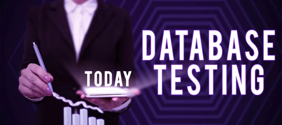 Conceptual display Database Testing. Business idea involves the retrieved values Foto stock