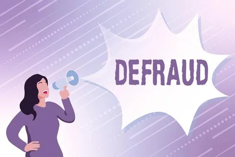 Conceptual display Defraud. Word for to trick or cheat someone or something in イラスト素材