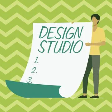 Conceptual display Design Studio. Conceptual photo workplace for designers and Ilustración de archivo