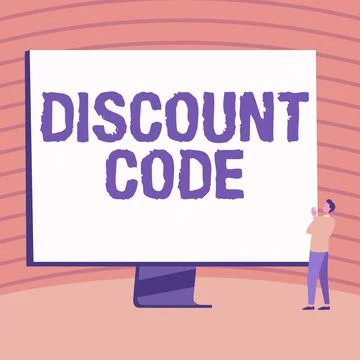 Conceptual display Discount Code. Business showcase Series of letters or numbers Illustrazione stock