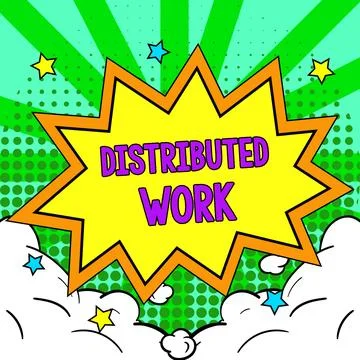 Conceptual display Distributed Work. Business approach practiced by enterprises Stockillustratie