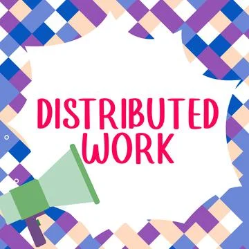 Conceptual display Distributed Work. Business overview practiced by enterprises Stock Illustration