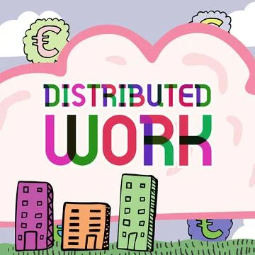 Conceptual display Distributed Work. Word for practiced by enterprises using Stockillustratie