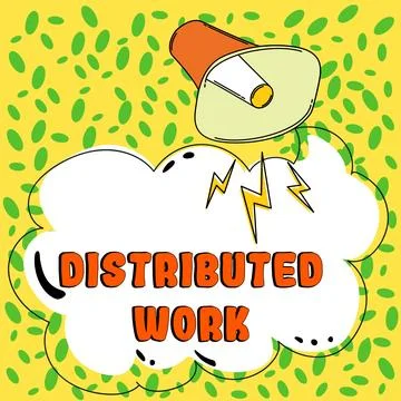 Conceptual display Distributed Work. Word for practiced by enterprises using Stockillustratie
