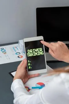 Conceptual display Driver Trainingprepares a new driver to obtain a driver's Stock Photos