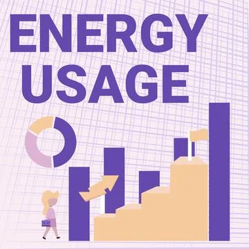Conceptual display Energy Usage. Internet Concept Amount of energy consumed or Stock Illustration
