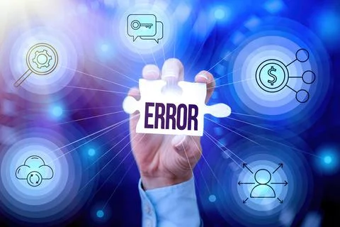 Conceptual display Error. Word for state or condition of being wrong in conduct 库存照片