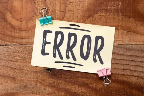 Conceptual display Error. Word Written on state or condition of being wrong in 库存照片
