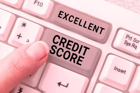Conceptual display Excellent Credit Score. Business overview person's report of Stock Photos