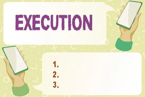 Conceptual display Execution. Business concept it executes or imposes a program Illustrazione stock