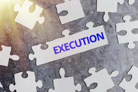 Conceptual display Execution. Business idea it executes or imposes a program 스톡 사진