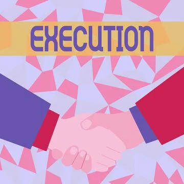 Conceptual display Execution. Business showcase it executes or imposes a program Ilustración de archivo