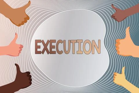 Conceptual display Execution. Word for it executes or imposes a program order or 스톡 일러스트