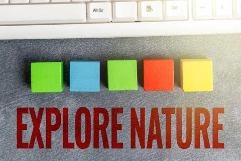 Conceptual display Explore Nature. Concept meaning Discovering the countryside 写真素材