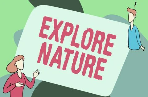 Conceptual display Explore Nature. Internet Concept Discovering the countryside Stock Illustration