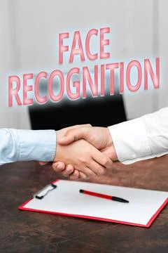 Conceptual display Face Recognition. Concept meaning ability of a computer to Stock Photos