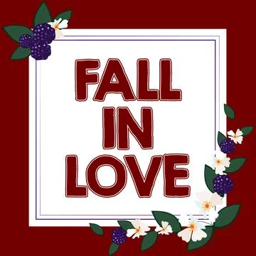Conceptual display Fall In Love. Conceptual photo Charmed or captivated with Stock Illustration