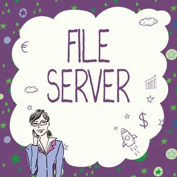 Conceptual display File Server. Internet Concept device which controls access to 스톡 일러스트