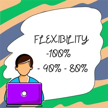Conceptual display Flexibility 100 90 80 . Concept meaning How much flexible you Stock Illustration