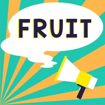 Conceptual display Fruit. Concept meaning sweet and fleshy product of a tree or Stock Illustration