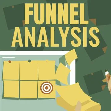 Conceptual display Funnel Analysis. Word Written on mapping and analyzing a Illustrazione stock