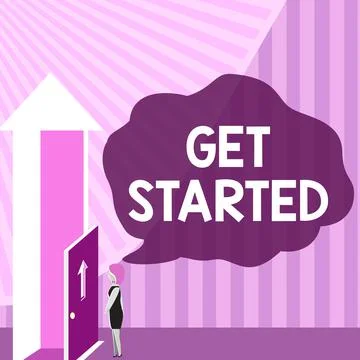Conceptual display Get Started. Internet Concept asking someone to begin task Stock Illustration