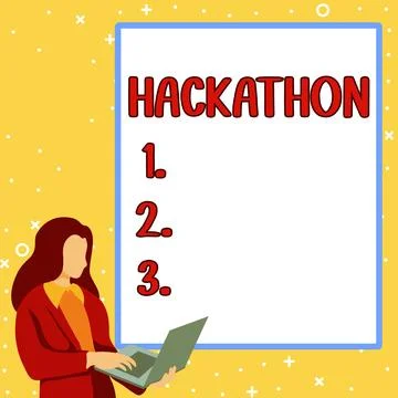 Conceptual display Hackathon. Business showcase event where large number of Stock Illustration