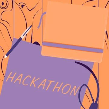 Conceptual display Hackathon. Business showcase event where large number of Stock Illustration