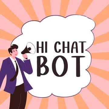 Conceptual display Hi Chat Bot. Business overview Greeting to robot machine who 스톡 일러스트