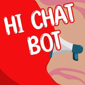 Conceptual display Hi Chat Bot. Business overview Greeting to robot machine who イラスト素材