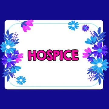 Conceptual display Hospice. Internet Concept focuses on the palliation of a Stock Illustration