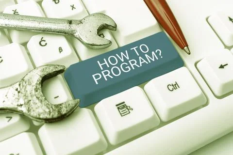 Conceptual display How To Program. Concept meaning Instruction for computer Stock Photos