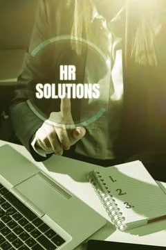 Conceptual display Hr Solutions. Concept meaning Outsourced Human resources Stock-Fotos