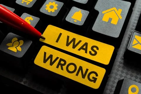 Conceptual display I Was Wrong. Word Written on Acceptance of a mistake error Foto stock