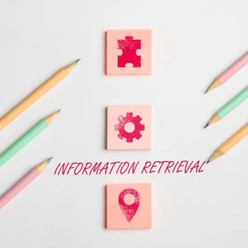 Conceptual display Information Retrieval. Concept meaning A place where data are Stock Photos