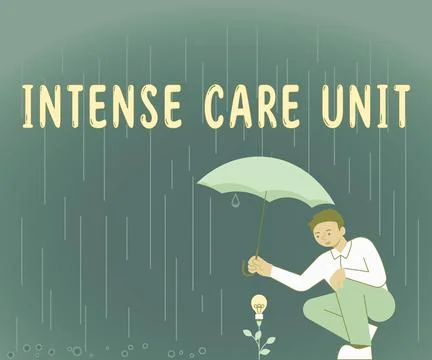 Conceptual display Intense Care Unit. Concept meaning a unit in a hospital Stock Illustration