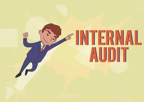 Conceptual display Internal Audit. Concept meaning Evaluates the effectiveness Illustrazione stock