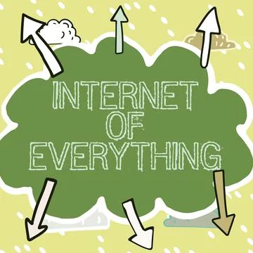 Conceptual display Internet Of Everything. Word Written on smart modern city and 스톡 일러스트
