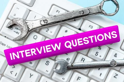 Conceptual display Interview Questions. Internet Concept Typical topic being ask Stock Photos