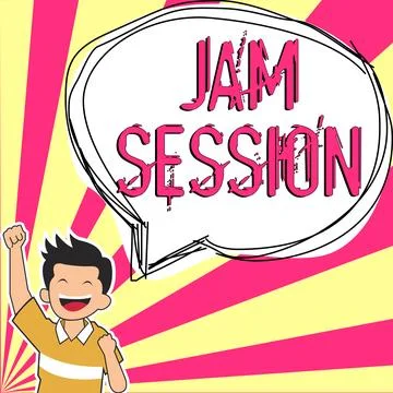 Conceptual display Jam Session. Business concept impromptu performance by a Illustrazione stock