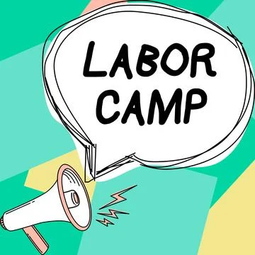 Conceptual display Labor Camp. Internet Concept a penal colony where forced Stock Illustration