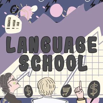 Conceptual display Language School. Business concept educational institution Illustrazione stock
