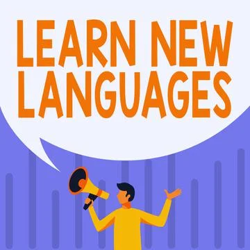 Conceptual display Learn New Languages. Concept meaning developing ability to Illustrazione stock