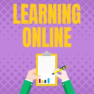 Conceptual display Learning Online. Concept meaning Learn something new with the Illustrazione stock
