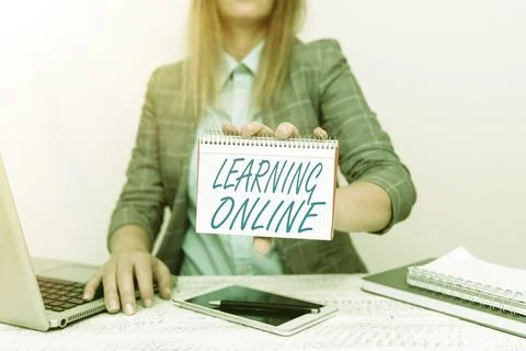 Conceptual display Learning Online. Internet Concept Learn something new with 写真素材
