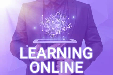 Conceptual display Learning Online. Internet Concept Learn something new with 写真素材