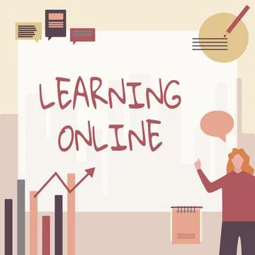 Conceptual display Learning Online. Word for Learn something new with the help Illustrazione stock