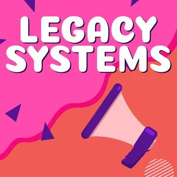 Conceptual display Legacy Systems. Concept meaning old method technology Stock Illustration
